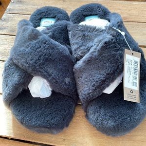 New Forged Iron Grey Toms Susie Faux Fur Slipper Womens size 8